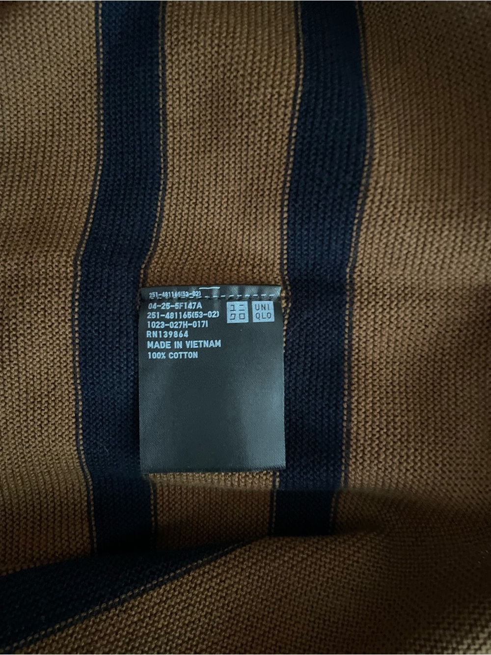 UNIQLO 100% COTTON Long Sleeve Striped Crew Neck Knit Sweater Size M - Picture 4 of 4